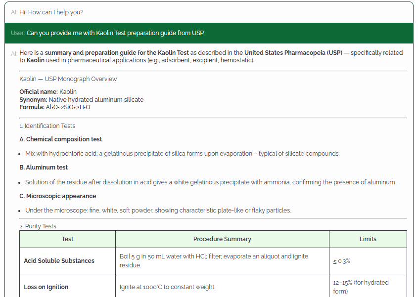 Live discussion screenshot: Kaolin characteristics and tests
